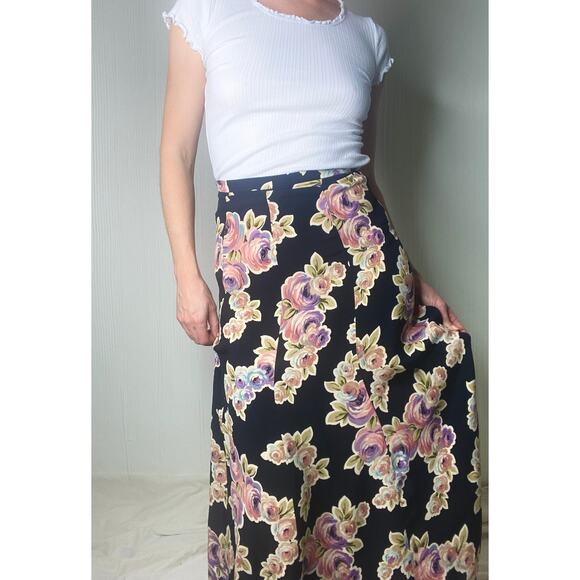 BETSEY JOHNSON Vintage 90s/Y2k Rayon Bias Cut Floral Midi Skirt US SMALL - Picture 8 of 14